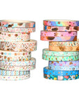 24 Rolls Skinny Washi Tape Set Gold Foil Print Decorative Tapes for Arts, DIY Crafts, Journals, Planners, Scrapbooking, Wrapping (Slim 3Mm)