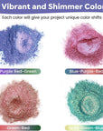 Chameleon Mica Powder 4 Colors Shift Pigment Powder Shimmer Holographic Mica Powder Chrome Epoxy Resin Tumbler Nail Art Polymer Clay Slime Makeup Acrylic Paint