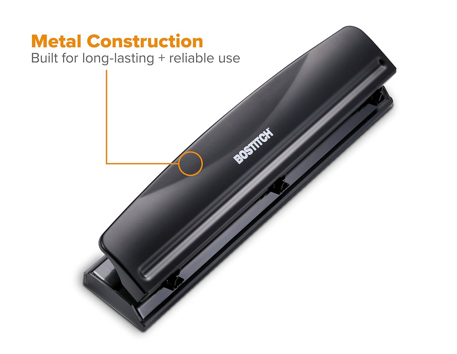 Office 3 Hole Punch, Durable Metal,Rubber Base, 12 Sheets, Black