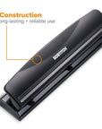 Office 3 Hole Punch, Durable Metal,Rubber Base, 12 Sheets, Black