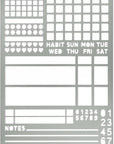 No.423 Metal Stencil for Bullet Journaling, Makeselife Stencil Bookmark, Planning, Banners, Lines, Lists, Planner Stamps, Habit Tracker, Dot Journal Stencil for Diary, Template, Scrapbook