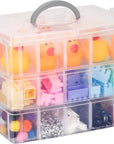 3 Layer Stackable Storage Container 30 Adjustable Compartments - Stackable Storage Box for Hot Wheels, Toys, Jewelry, Beads, Arts, Crafts, Washi Tape, - Sewing Box, Sewing Accessories Organizer