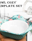 Bowl Cozy Template Cutting Ruler Set, 3Pcs Acrylic Transparent Quilting Bowl Templates for Hot and Cold Food Bowl Rack, DIY Kitchen Art Craft Acrylic Stencil Cut on Fold Template Sewing (White)