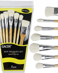 Gilding Brush Set, 7 Pieces Versatile Goat Hair Blending Mop Brushes for Acrylic Painting Wartercolor Foil Gold Leaf Flakes Sheets