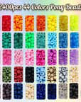 3430Pcs Pony Beads for Bracelets Making Kit, 44 Colors 2400Pcs Kandi Bracelet Kit with 720Pcs Letter Beads and 300Pcs Smiley Face Beads, Large Hole Beads for Jewelry Making, with Elastic Strings