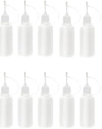 12 Pcs 1 Ounce Precision Tip Applicator Bottles, 30ML Needle Tip Glue Bottles for DIY Paper Quilling Craft, with 2 Mini Funnel, White Lids