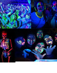 Glow in the Black Light Face & Body Paint, Neon Glow Fluorescent Face Paint Crayons for Halloween Club Makeup Xmas Glow Party