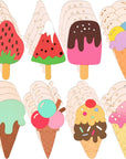 40 Pieces Unfinished Summer Ice Cream Wooden Cutouts, 8 Styles Ice Cream Wood Slices Unfinished Wood Cutouts Blank Wooden Paint Crafts for Kids Birthday Painting, Summer DIY Crafts Home Decoration