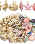 60Pcs Alloy Ocean Starfish Seashell Conch Charms Colorful Enamel Ocean Life Sea Animal Pendants Charms Craft Supplies for DIY Jewelry Making Birthday Wedding Party Favor Gifts