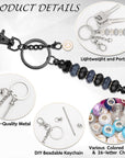 110Pcs Beadable Keychain Bar Set with Colored Beads & a to Z Letter Charms, Beadable Keychains Set Jewelry Making Supplies for DIY Keychain Making Pendant Craft Gift