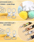 300PCS Keychain Making Kit, Keychain Craft Supplies Including Key Chain Clips, Lanyard Snap Hooks, Key Rings and Jump Rings for Key Chain Making, Purse Making, Lanyard Making