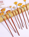 Fan Paint Brush Set of 9 Pcs, Professional Artist Acrylic Paint Brushes Set with Long Wood Handles Anti-Shedding Nylon Hair for Acrylic Watercolor Oil Painting,Rock Painting
