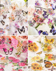 300 Pieces Assorted Butterfly and Flower Stickers, Transparent Butterflies Floral Resin Decals Aesthetic Journaling Scrapbook Stickers for Card Making Bullet Junk Journal Planner Craft Supplies