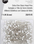 Extra-Fine Glass Head Pins, 1-3/8-Inch (250-Count),White