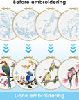 4 Sets Embroidery Kit for Beginners, Art Craft Handy Sewing Set Hummingbird and Flower Cross Stitch Starter Kits, DIY Embroidery Kits with Patterns and Instructions Hoops Needles Threads