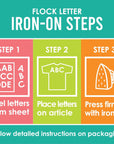 S.E.I 3-Inch Iron-On T-Shirt Letters, Block Letter Flock Heat Transfers, Black