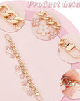 2Pcs Purse Chain Strap Replacement 7.9" Short Chain Straps Enamel Flower Charm Purse Handle Extender Decorative Bag Chains Golden Chain for Purse Handbag Wallet Crossbody Shoulder Bag