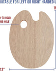 11.8" X 19.8" Extra Large Wooden Oval-Shaped Artist Painting Palette with Thumb Hole - Wood Paint Color Mixing Tray - Easy Clean, Mix Acrylic, Oil, Watercolor