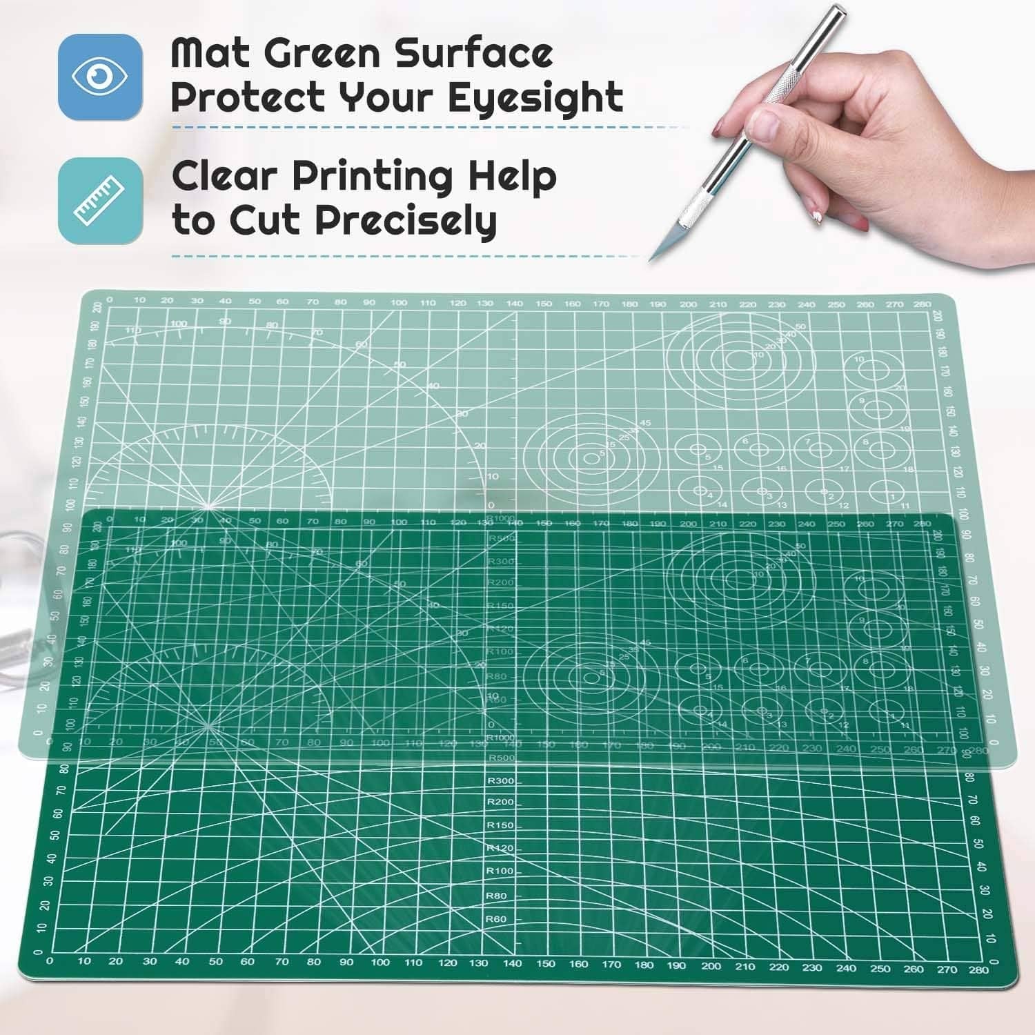 Self Healing Sewing Mat, Rotary Cutting Mat Double Sided 5-Ply Craft Cutting Board for Sewing Crafts Hobby Fabric Precision Scrapbooking Project 9Inch X 12Inch(A4)