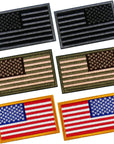 6 PCS Tactical Patches of USA US American Flag Regular and Reverse, with Hook and Loop for Backpacks Caps Hats Jackets Pants, Military Army Uniform Emblems, Size 3X2 Inches