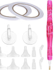 5D Diamond Art Painting Pen Kits, 16 Pcs Metal Tips Diamond Art Painting Drill Pens Accessories Tools Kits, Metal Brass and Screw Thread Tips for DIY Craft, Comfort Grip, Pink+Blue