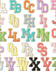 52 Pieces Chenille Letter Patches A-Z Alphabet Iron on Patches Bulk Gold Glitter Border Repair Embroidered Patch for Clothing Caps Sweaters Bags Jackets Shirt(Bright Color, Cute Style)