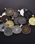 80Pcs Pendant Bezels & Clear Cabochon Domes Set for Photo Pendant Resin Craft Jewelry Making, 40Pcs Mixed Color Pendant Trays with 40 Pcs Transparent Glass Cabochons 1 Inch/25Mm Matching