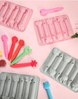 4 Pack Crayon Mold Crayon Recycling Molds Assorted 3D Crayon Molds Silicone Oven Safe Candy Chocolate Making Molds for Kids Wax Crayons Animal Flower Pen DIY, Pink Gray