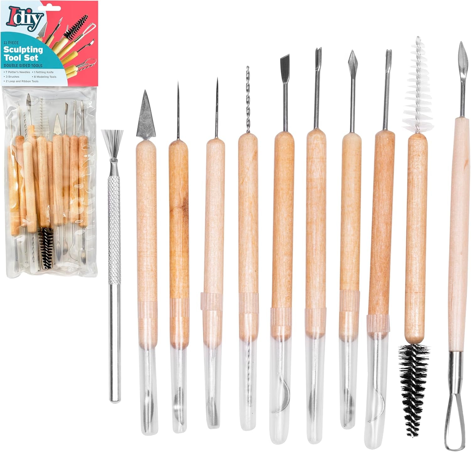 Pottery Tool Kit -21 Tip Double Sided, 11-Piece Tool Beginner'S Clay Sculpting Set, Clay, Wood Carving, Ceramic Art Project Accessory for School, Classrooms, Kids/Adults, Birthday Gift, Craft Activity