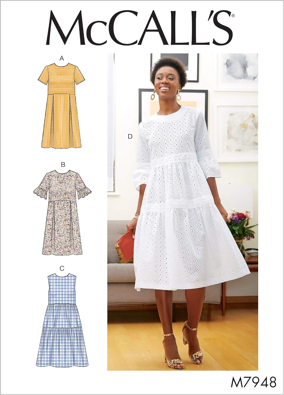 Patterns  Women'S Knee Length Pleated Dress, Sizes 6-14 Sewing Pattern, White