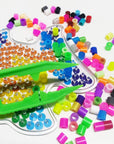 Three-Color Plastic Fuse Beads Tweezers Handmake Beads Crafts, Manual DIY Creative Craft Game Tool for Kids(1 Pack of 6 Tweezers,White,Green,Blue)