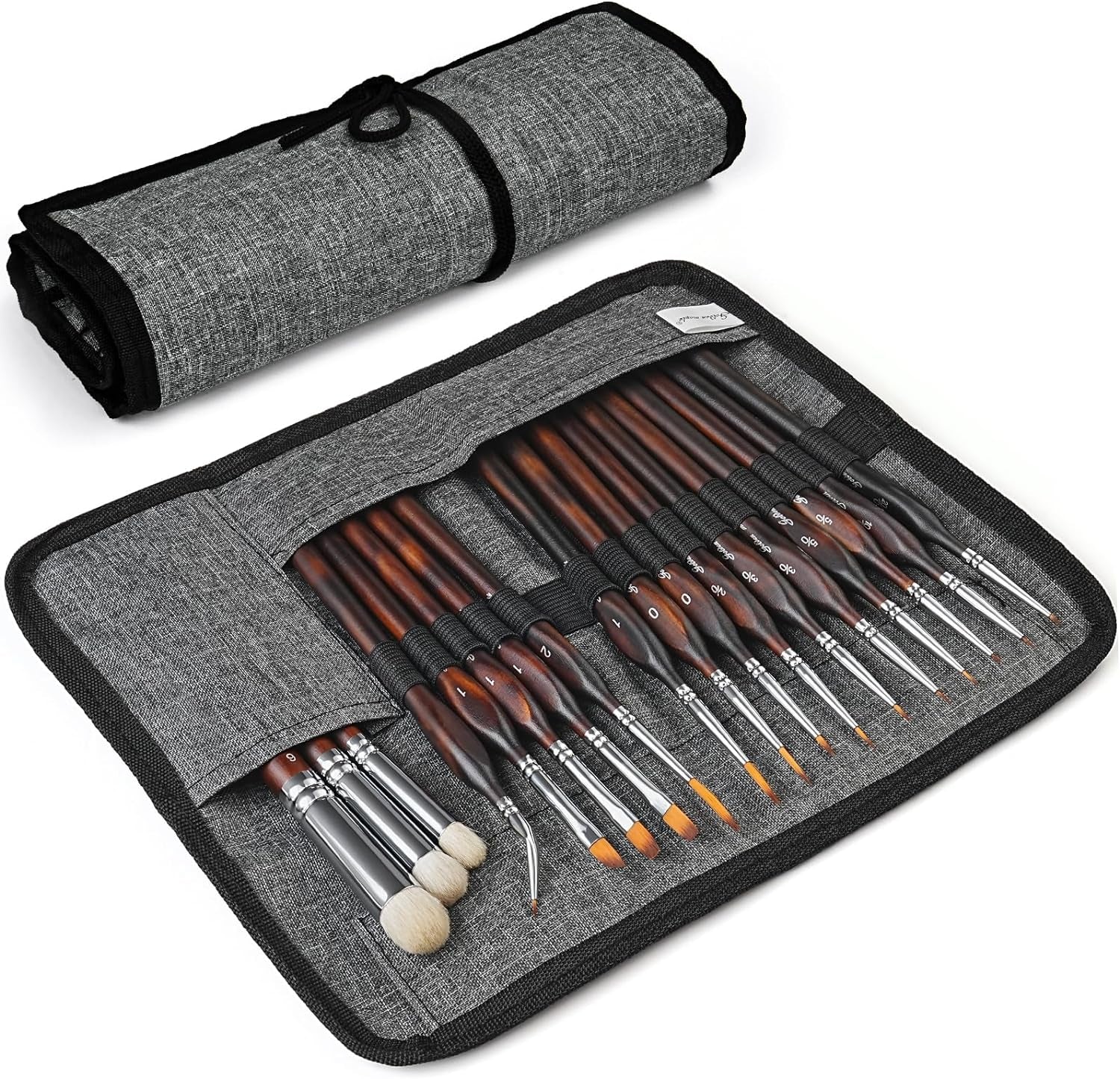 Miniature Paint Brushes Drybrush-18Pcs Micro Detail Paint Brush Set, Small Fine Detail Model Brushes for Acrylics, Watercolors & Paint by Number, Citadel, Figurine, 40K - Cocoa Brown