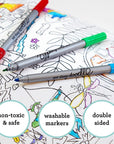 Artist Set of 20 Original Doodle Wash-Out Fabric Marker Set - Double-Ended Felt Tips in Handy Storage Box