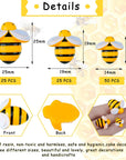 100 Pieces Tiny Resin Bees Ornaments Decor 0.98 Inch, 0.74 Inch, 0.55 Inch Tiny Bees for Crafts Flatback Bee Shaped Embellishments Bee Charms Bees for Wreath Party Home Decoration (Bee)