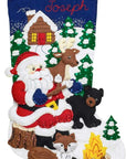 Felt Stocking Applique Kit, 18", Santa Black Bear Cabin