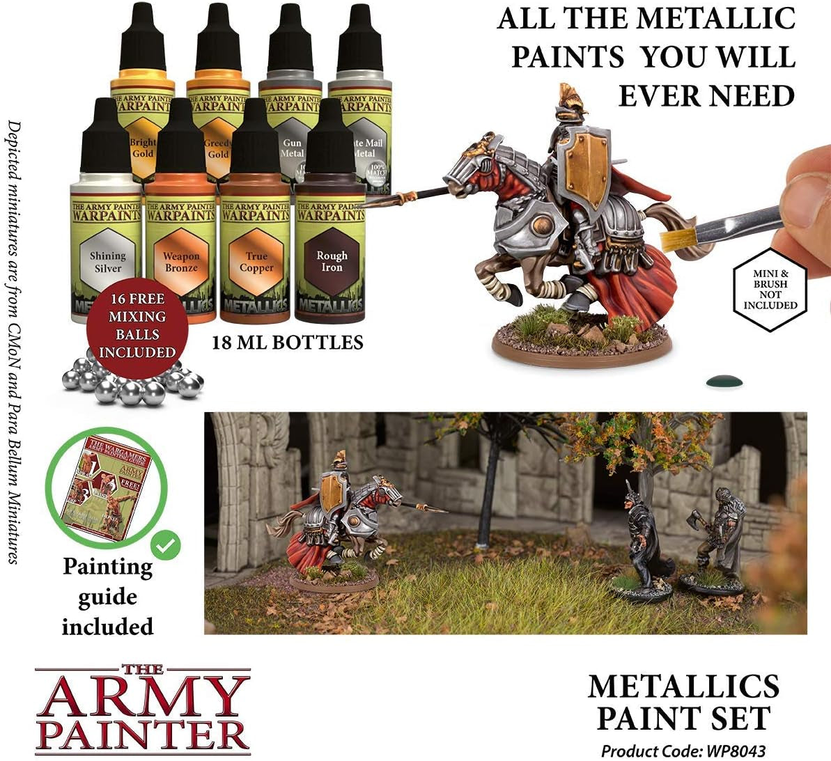 Metallic Paint Set-Hobby Acrylic Paint Set of 8 Metallic Acrylic Paint, 18Ml Dropper Bottles-Acrylic Hobby Paint Set of Acrylic Metallic Paint with Bright Gold Acrylic Paint Metallic