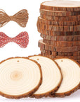 Natural Wood Slices 25 Pcs 3.1-3.5 Inches Craft Wood Kit Unfinished Predrilled with Hole Wooden Circles Tree Slices for Arts and Crafts Christmas Ornaments DIY Crafts