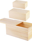 3 Pack Unfinished Wooden Box with Slide Lid, Blank Pine Wood Box Case Container Wood Jewelry Box for Storage, Arts, Crafts, Hobbies, Sewing, Keepsakes, Jewelry