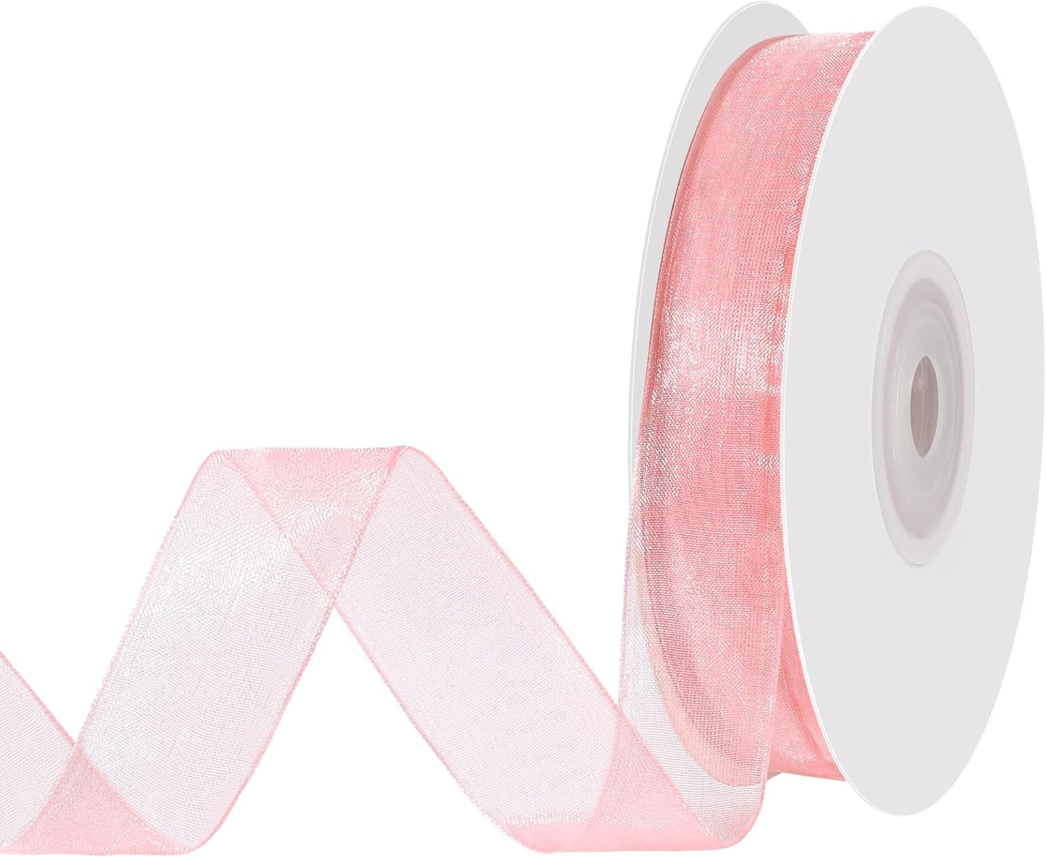 Pink Sheer Ribbon, 100 Yards 1 Inch Pink Organza Chiffon Tulle Ribbon for Gift Wrapping Crafts Flower Bouquet Wedding Invitation Party Home Decoration