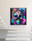 5D Diamond Painting Kits for Adults Beginners,Skull Flower Diamond Art Kit,Diy Full round Drill Diamond Dot Gem Art Kits for Adults,Home Wall Decor 13.78X13.78 Inch, Onesize, JK301-1