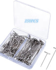 150 Pcs T-Pins for Blocking Knitting, Modelling,Wig Making and Crafts, Stainless Steel Nickel Plated with Storage Box (1.5Inch,2 Inch)
