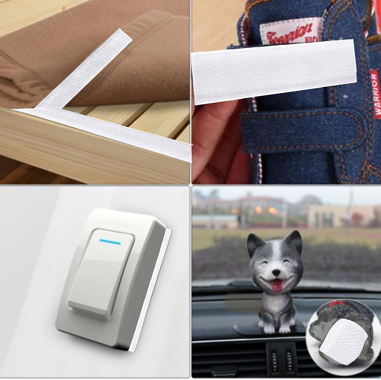 Office Werks 3/4 Inches Wide Hook and Loop Self Adhesive Tape Roll, Heavy Duty Strips, 16 Feet Long Sticky Back Fastener Self-Adhering Performance Flexible Breathable Wrap Tape (White)