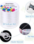 Stretchy String for Bracelets, Elastic String Jewelry Bead Cord with 2Pcs Large Eye Beading Needles for Seed Beads, Pony Beads, Bracelets and Jewelry Making White