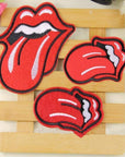 3 PCS Red Lips Tongue Patches Iron on Patches Embroidered Motif Applique Glitter Sequin Decoration Patches DIY Sew on Patch for Jeans Clothing Tattoo Biker Punk Embroidered Applique Sequins Badge