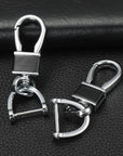 3 Pairs D Shape Key Ring with Screw Shackle for Car Key Leather Craft Purse Keychain Ring Horseshoe Shape 3 Colors Black Silver Gold