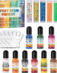 Epoxy Resin Pigment - 12 Colors Transparent UV Resin Dye, Epoxy Resin Color with 6 Glitter, Highly Concentrated Epoxy Resin Colorant for Resin Jewelry Making Kit, DIY Crafts - 0.25 Oz