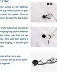 12Pcs, Collar Extenders, Comfy & Premium Invisible Neck Extender, Adds 1 in Instantly, Button Extenders for Mens Dress Shirts Suits Trouser, Coat, Shirts (Black, White, Silver)