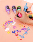 3D Fabric Paint, 40 Colors Permanent Textile Paint with 3 Brushes and Stencils, Permanent Fabric Paint with Fluorescent, Glow in the Dark, Glitter, Metallic Colors for Clothing, T-Shirt, Glas