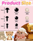 1200PCS Safety Eyes for Amigurumi, Stuffed Crochet Eyes with Washers 6Mm, 8Mm, 12Mm Plastic Crochet Safety Eyes Black Safety Eyes for Crochet Stuffed Animal Eyes for Craft Teddy Bear 6