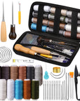 Upholstery Repair Kit, 48Pcs Leather Sewing Kit with Upholstery Thread, Sewing Awl, Seam Ripper, Needles, Thimble Leather Stitching Kit for Carseat Carpet Shoes Backpack Repair DIY Crafting